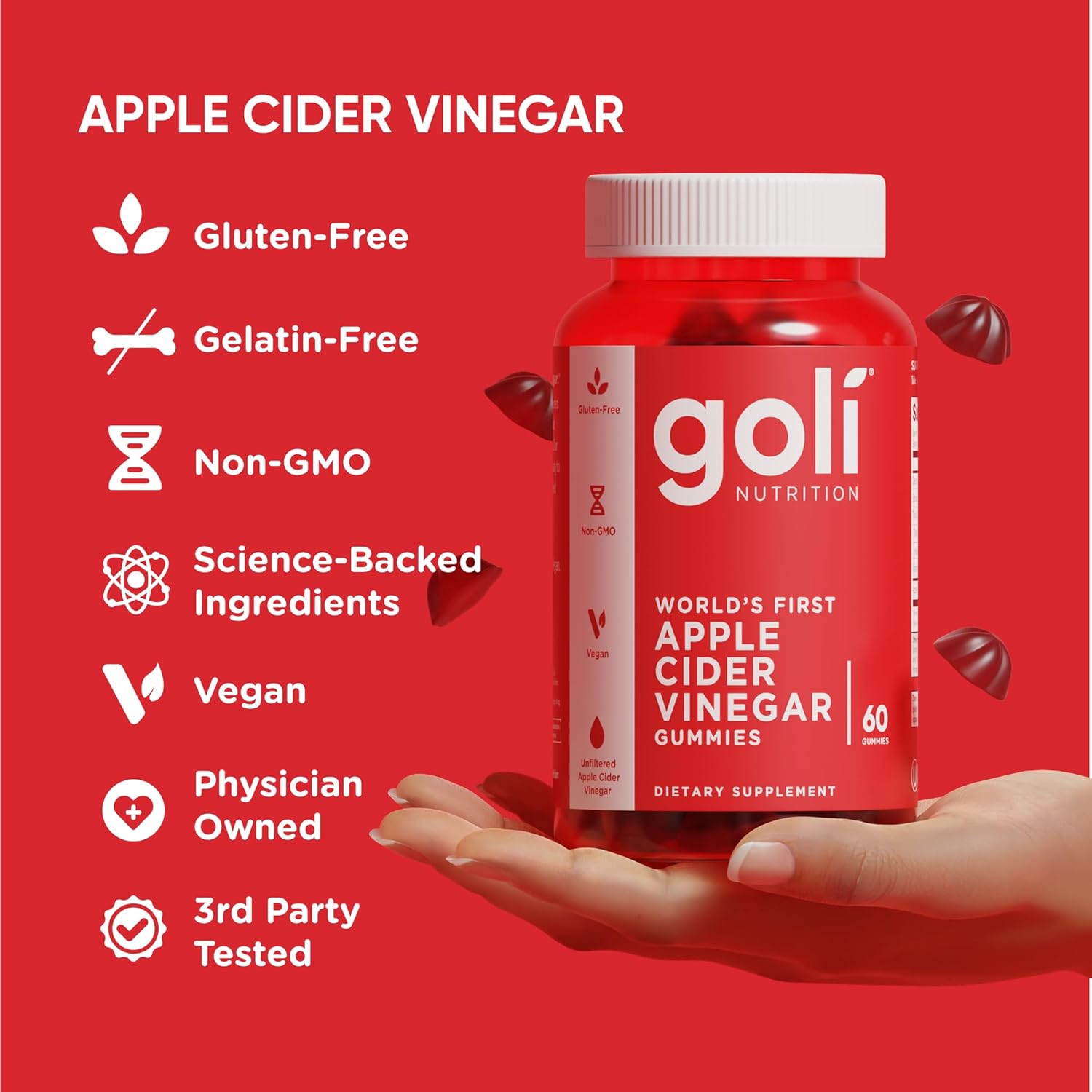 Goli Apple Cider Vinegar Gummies – ACV Gummies with Vitamin B12 for Digestion, Energy & Wellness (Vegan, Non-GMO) - Image 9