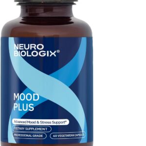 Neurobiologix Mood Plus for Men and Women, Mood & Stress Support Supplement with GABA, 5-HTP, Ashwagandha, Magnesium & Chamomile for Emotional Balance, Relaxation & Serotonin Support, 60 Capsules