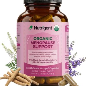 USDA Organic KSM-66 Ashwagandha, Vitex Berry & Black Cohosh, Menopause Support Supplement for Women, Natural Relief for Hot Flashes, Night Sweats & Mood Swings, Hormone-Free (60 CT)