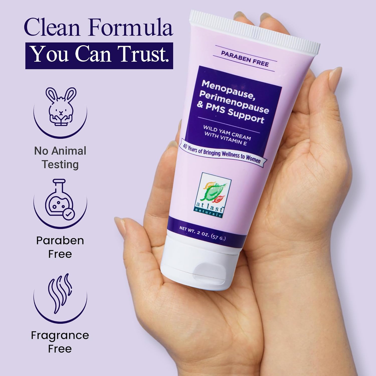At Last Naturals Wild Yam Cream Hormone Balance for Women Menopause PMS Relief with Vitamin E Helps Smooth Dry Skin Reduce Hot Flashes and Promotes Well Being (2 oz 1 Packs) - Image 3