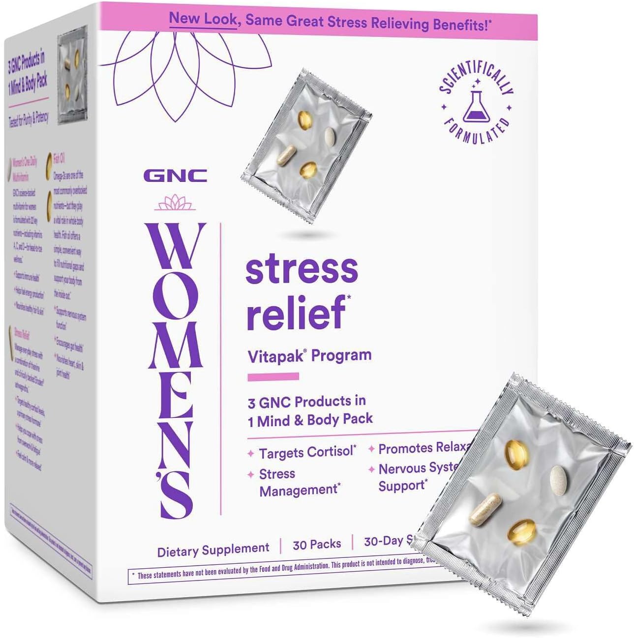 GNC Women's Stress Relief Vitapak, Stress & Cortisol Management, 30 Count