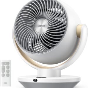 DREO Fan for Bedroom, Desk Air Circulator Fans with Remote, 11 Inch Table Fan for Whole Room, 65ft Powerful Airflow, 120° Vertical Manual and 90° Oscillating, 4 Speeds, 8H Timer, 25dB Quiet, Home