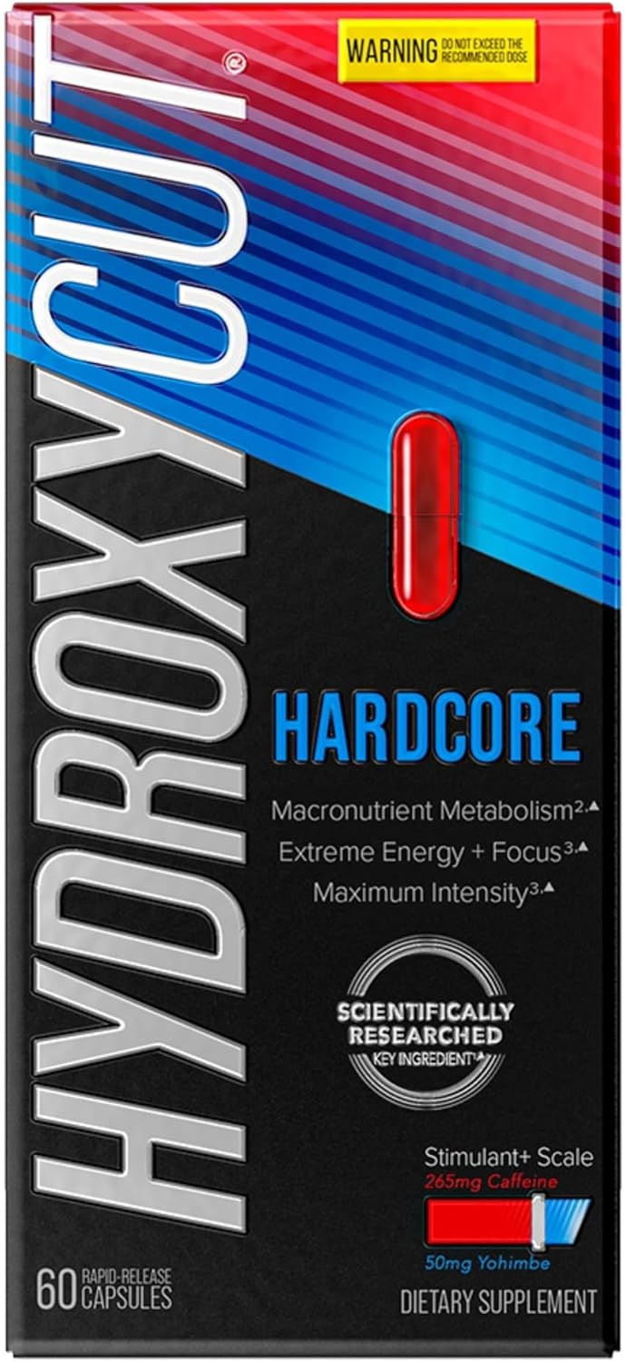 Hydroxycut Hardcore - Thermogenic Supplement - Energy & Metabolism Support - 265 mg Caffeine Anhydrous, Green Coffee Extract - Rapid Release Capsules - 60 Count