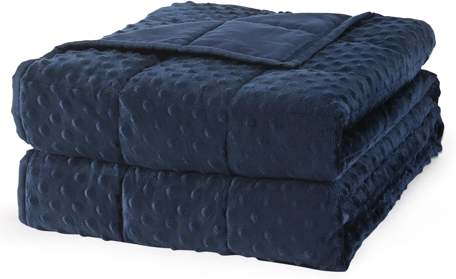 Mr. Sandman Weighted Blanket for Adults Queen, Minky Heavy Blanket for Woman, Man Sleeping/Calm, Soft and Cozy Weighted Throw Blankets, Machine Washable, 60 x 80in, 15 lbs, Navy Blue