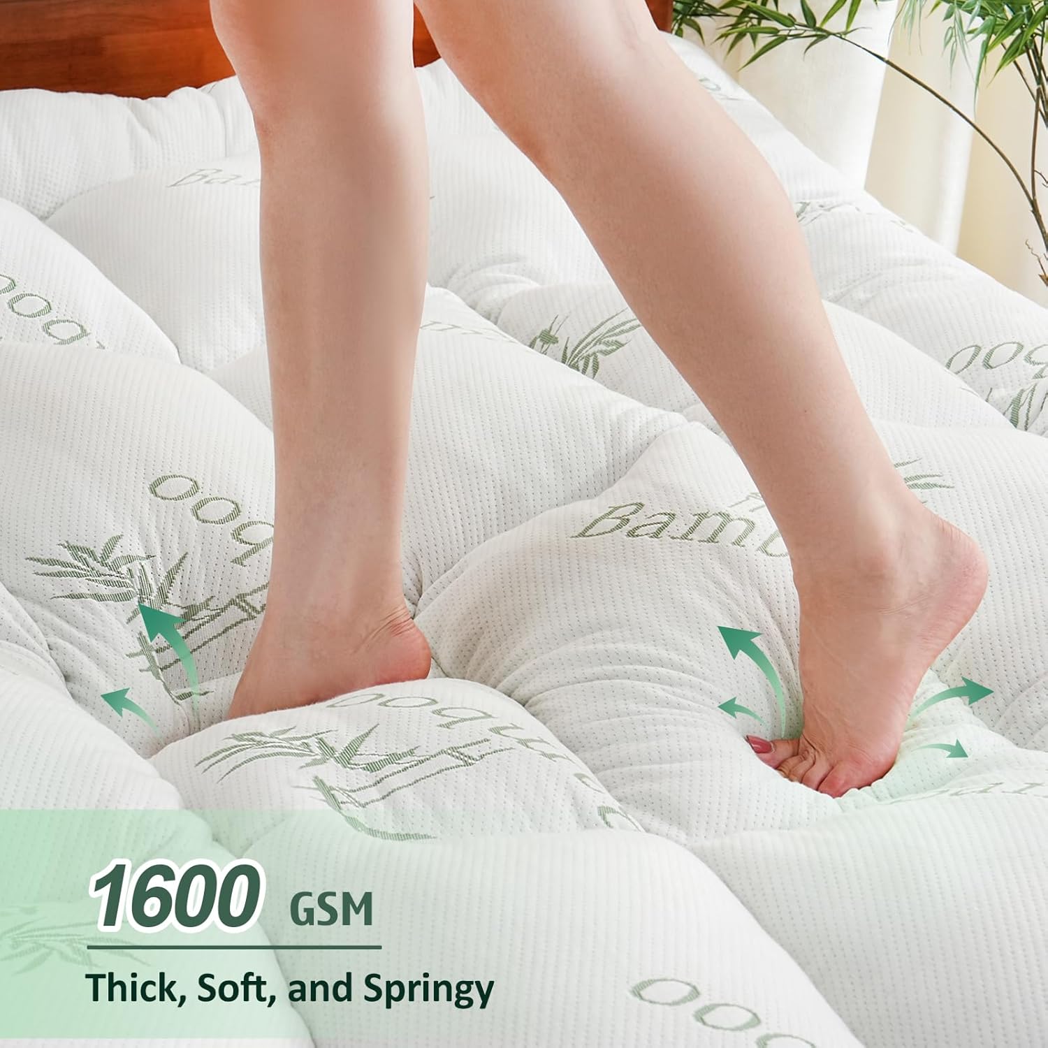 DOWNCOOL 3 Inch Queen Mattress Topper – Cooling Memory Foam Mattress Topper for Back Pain Relief, Breathable Bamboo Viscose Air Layer, 1600 GSM Fill, Deep Pocket Fits 8–21 Inch - Image 7