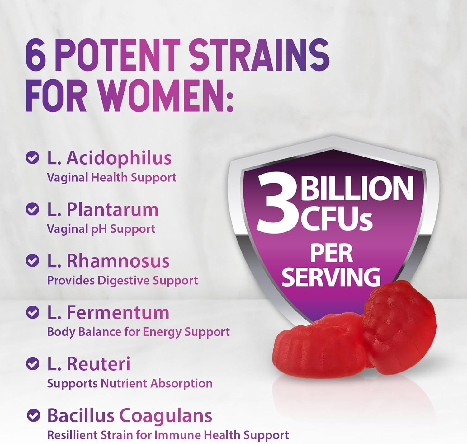 Menopause Supplement Gummies - Complete Women's Probiotics Gummy Supplements - Advanced Menopause Relief for Women with Black Cohosh & Cranberry - Mild Hot Flashes & Night Sweats Support - 60 Gummies - Image 3