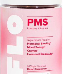 O Positiv FLO PMS Gummies for Women - Proactive PMS Relief - Targets Hormonal Breakouts, Bloating, Cramps, & Mood Swings with Chasteberry, Vitamin B6, & Lemon Balm - PMS Gummies (Pack of 1)