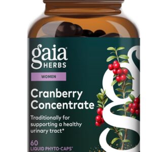 Gaia Herbs Cranberry Concentrate - Traditionally for Helping to Maintain Urinary Tract Health* - Made with Cranberry Fruit Juice Concentrate - 60 Vegan Liquid Phyto-Caps (60 Servings)