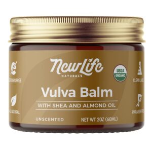NewLife Naturals Certified Organic Vulva Balm- Vaginal Moisturizer for Women- Dryness, Irritation, Itching - Intimate Feminine Care Menopause Support - 2oz - USA