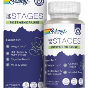 SOLARAY Postmenopause her Life Stages - Post Menopause Supplements for Women with Resveratrol - Vegan and Made Without Hormones - 60-Day Guarantee - Vegan, Lab Verified - 30 Servings, 60 VegCaps