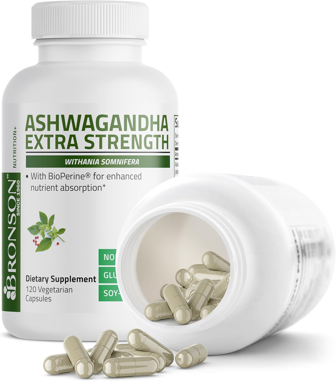 Bronson Ashwagandha Extra Strength Stress & Mood Support with BioPerine - Non GMO Formula, 120 Vegetarian Capsules - Image 6
