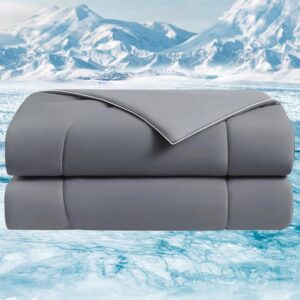 Cooling Comforter Queen, Cooling Blanket for Hot Sleepers & Night Sweats, Breathable Lightweight Comforter for Menopause & Summer, Dual Soft Cool-to-Touch, Oeko-TEX, Grey