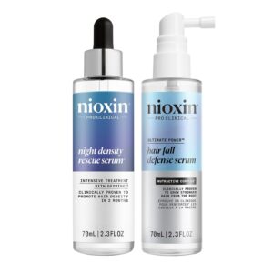 Nioxin Hair Fall Defense, Intensive Daily Leave-In Treatment with Caffeine + Night Density Rescue Serum, Overnight Thickening, Night and Day Treatment | Bundle