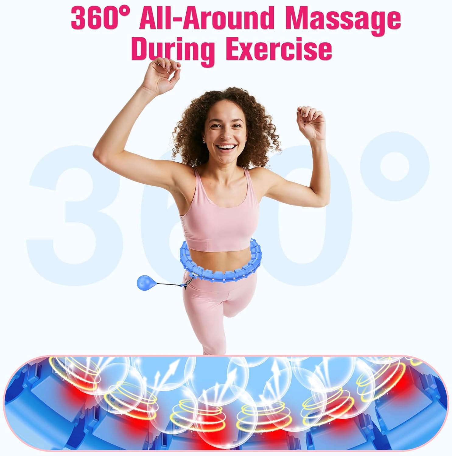 Fit Hoop Weighted Hula Pilates Circles, 32 Detachable Parts & 65-Inch Plus-Size Fit, Weight Loss Fitness Gear, Quiet Home Workout Tool - Image 2