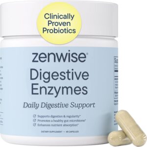 Zenwise Health Digestive Enzymes with Bromelain & Papaya - Multi Enzymes Digestion Supplement with Probiotics & Prebiotics for Gut Health, Gas & Bloating Relief - Men & Women - 45 Vegetarian Capsules