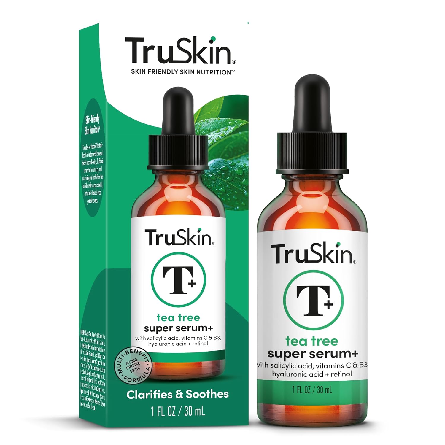 TruSkin Tea Tree Oil Acne Treatment Serum for Face - Salicylic Acid, Niacinamide, Vitamin C & Retinol - Clarifying Super Facial Serum for Acne-Prone Skin & Pores, 1 Fl Oz - Image 7