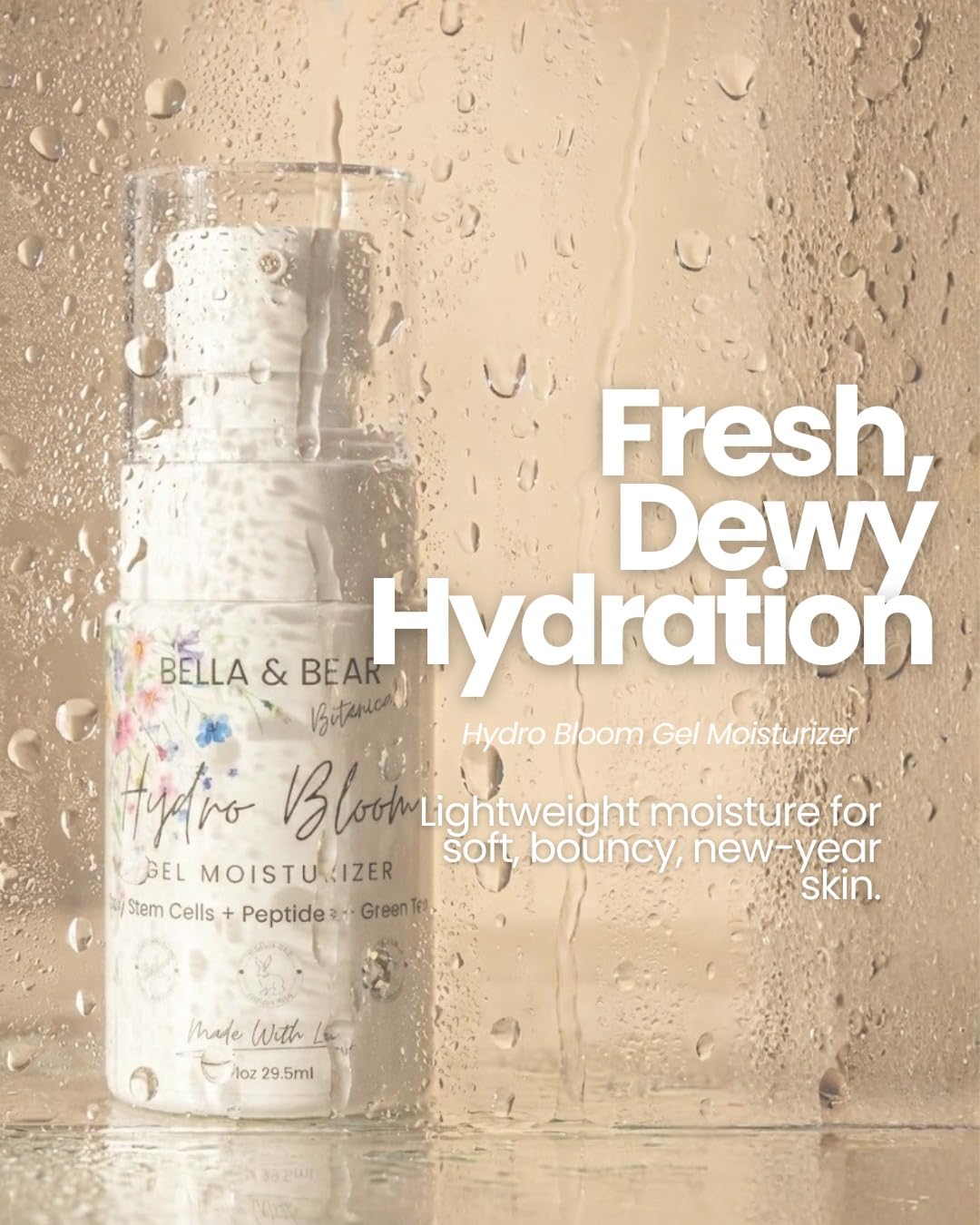 Hydro Bloom Gel Moisturizer for All Skin Types - Lightweight Hydrating Face Cream with Botanical Hyaluronic Acid, Plant Stem Cells, Peptides & Green Tea - Non-Greasy, Plumping, Barrier Support - Image 3