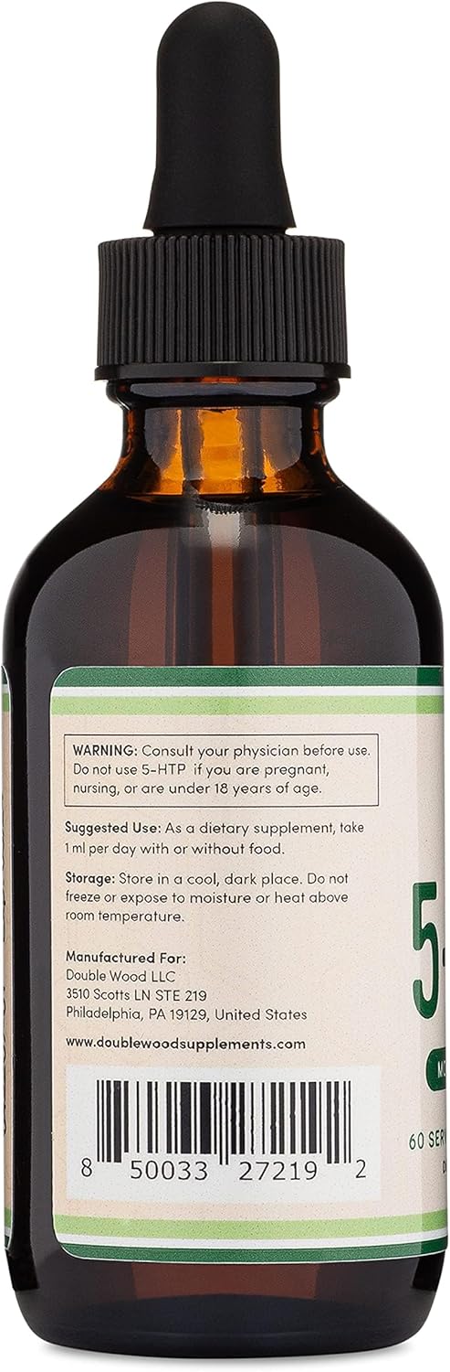 5HTP Liquid Drops - More Absorbable and Effective Than 5 HTP Capsules (60 Servings of 50mg 99%+ 5-HTP) Serotonin Supplement for Mood, Sleep, and Relaxation by Double Wood - Image 5