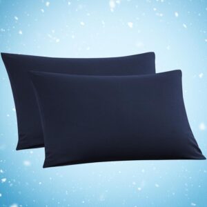 Avolare 2 Pack Pillowcases, Cooling Pillow Cases Standard Size with Envelope Closure, Breathable Machine Washable Pillow Covers for Hot Sleepers, Night Sweats - Navy Blue (20"x26")