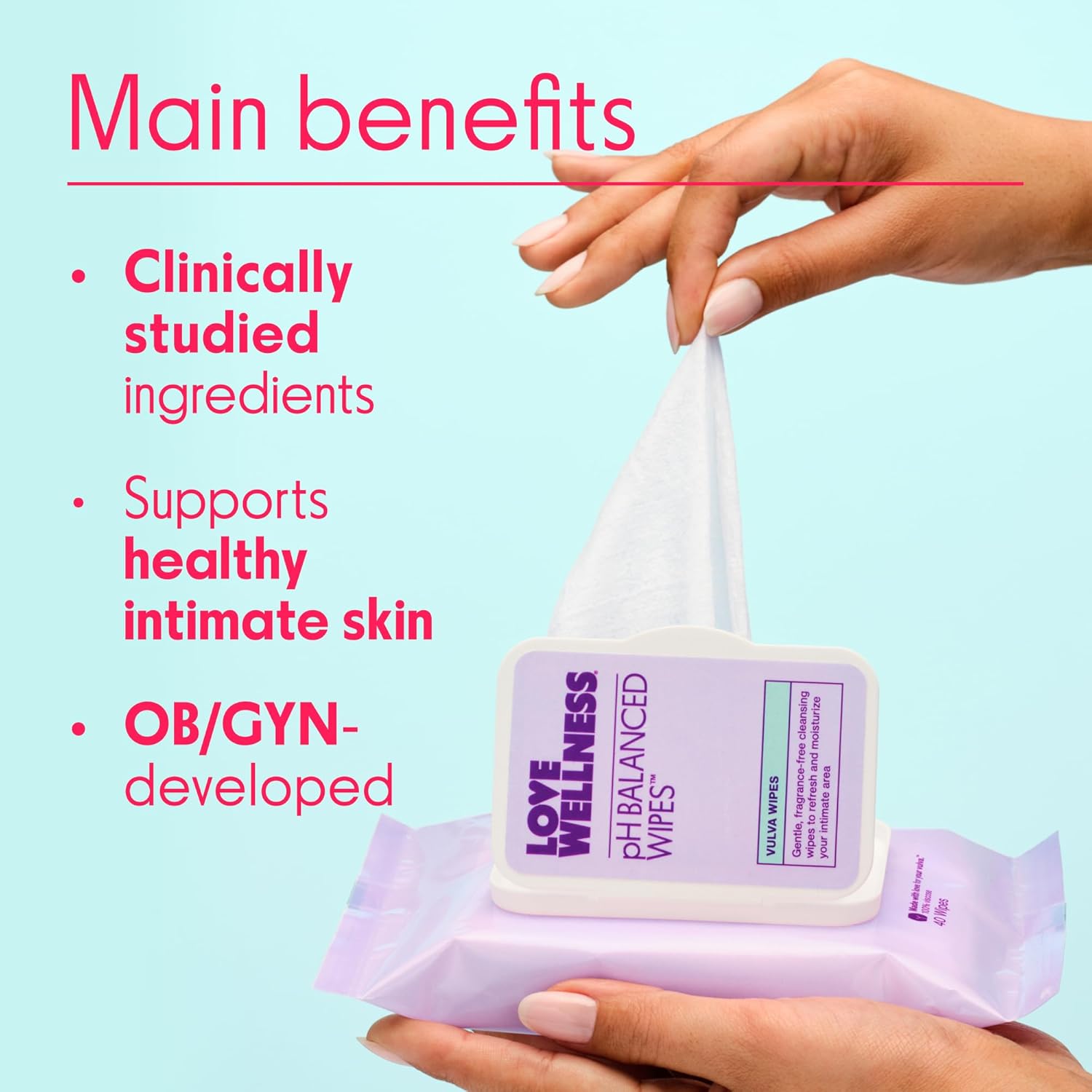 Love Wellness pH Balancing Cleanser & pH Balancing Wipes | Her Essentials Duo | On The Go Support for Her | Cleanser for Balanced pH, Intimate Health & Hygiene - Image 2