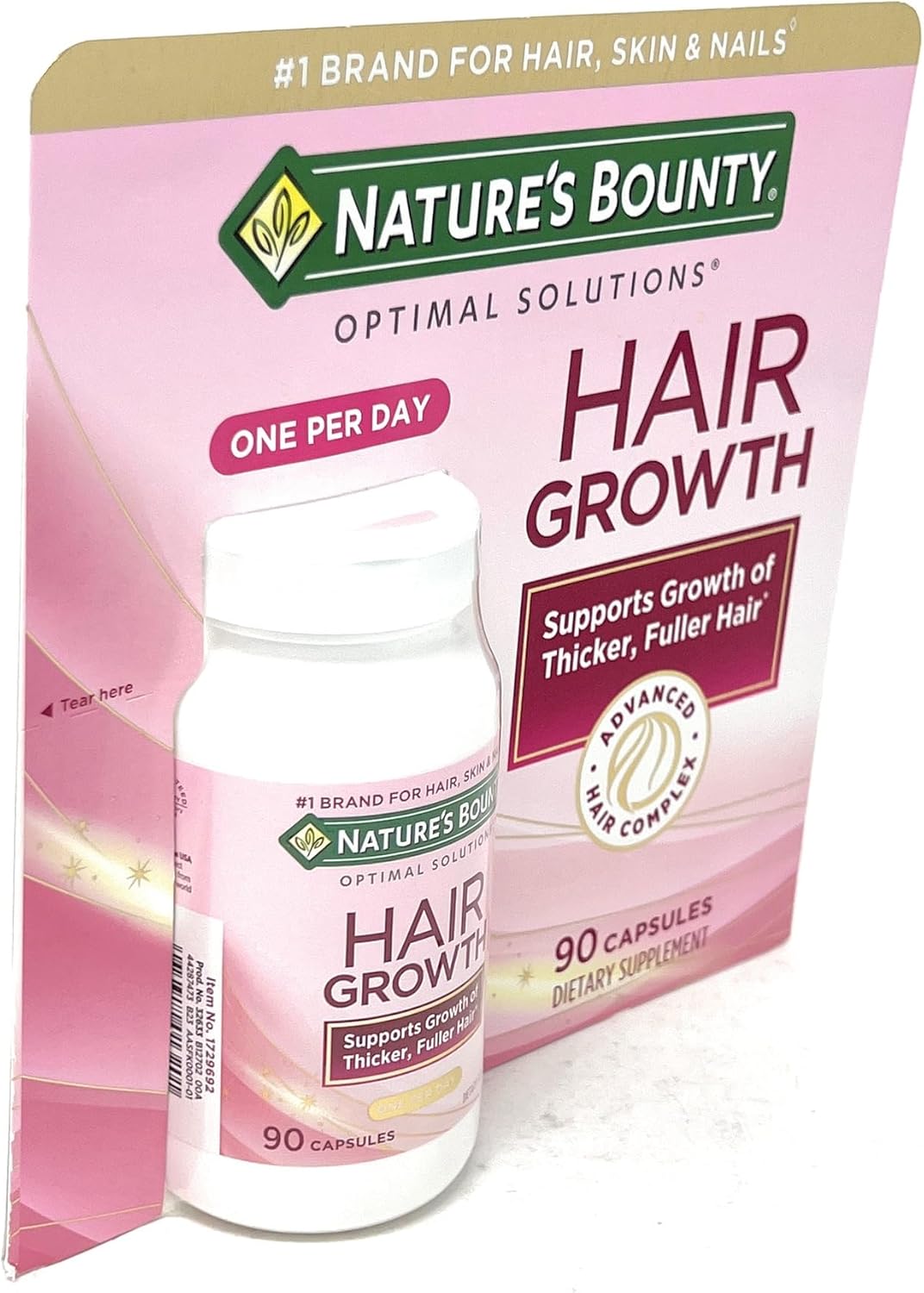 Nature's Bounty Hair Growth Supplement, 1 Per Day, Clinically Shown to Support Thicker, Fuller Hair, with Biotin, Silicon & Arginine, 90 Capsules - Image 2