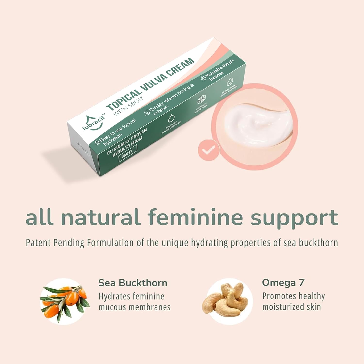 Vulva Moisture Cream - Daily Feminine Care Moisturizer Helping with Vaginal Dryness, Burning, Itching, Lubrication & Comfort for Women Estrogen Free, Non-GMO, Omega-7, Vitamin E, 1.76 Fl Oz, 1 Pack - Image 4