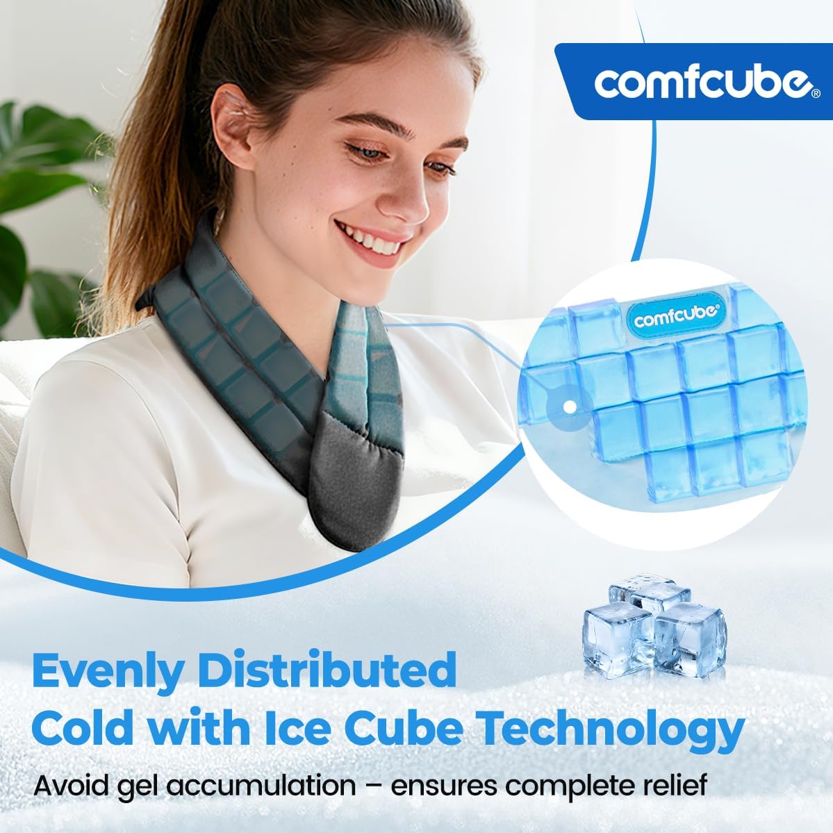 Comfcube Neck Ice Pack Wrap for Cervical Pain and Cooling, 2 Hours Long Lasting Cold Ice Pack for Neck Injuries, Reusable Flexible Cold Pack for Hot Weather, Hot Flashes, Surgery, Office Pressure - Image 4
