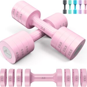 Sportneer Adjustable Dumbbells Hand Weights Set: 5 lb Dumbbell Set of 2 Each 2lb 3lb 4lb 5lb Free Weights Fast Adjust Weight 4 In 1 Weights Dumbbells Set for Women Men Home Gym Exercise Training