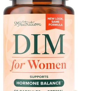 DIM Supplement for Women 250 mg | Estrogen & Hormone Balance | Menopause, Hot Flashes & Night Sweats Support | DIM Complex Estrogen Supplement for Women | with BioPerine | Gluten-Free | 60 Ct