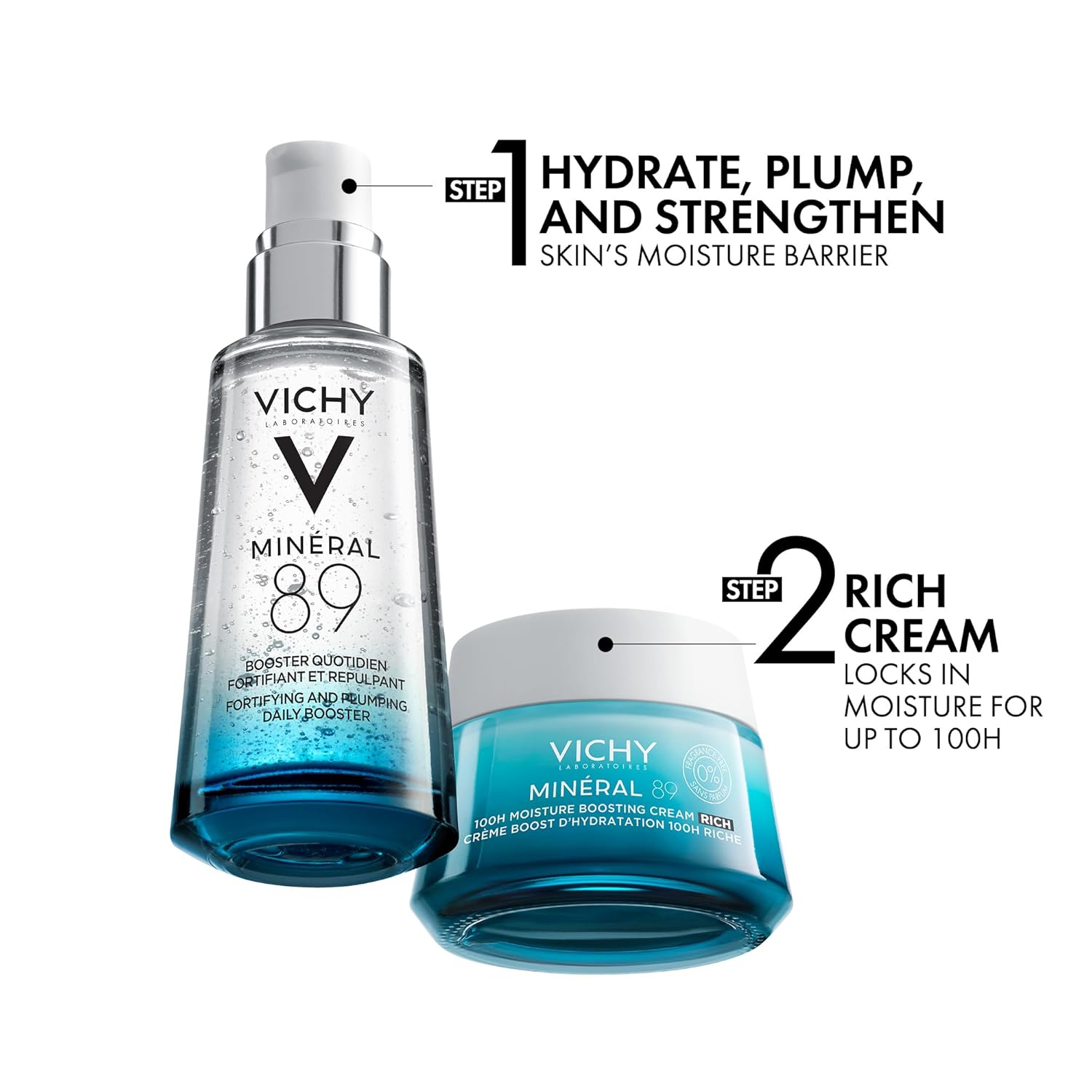 Vichy Mineral 89 Fragrance Free Cream, Moisture Boosting Cream with Hyaluronic Acid, Daily Face Moisturizer, Available in 4 Formulas For All Skin Types, Dry & Sensitive Skin & Mattifying for Oily Skin - Image 7