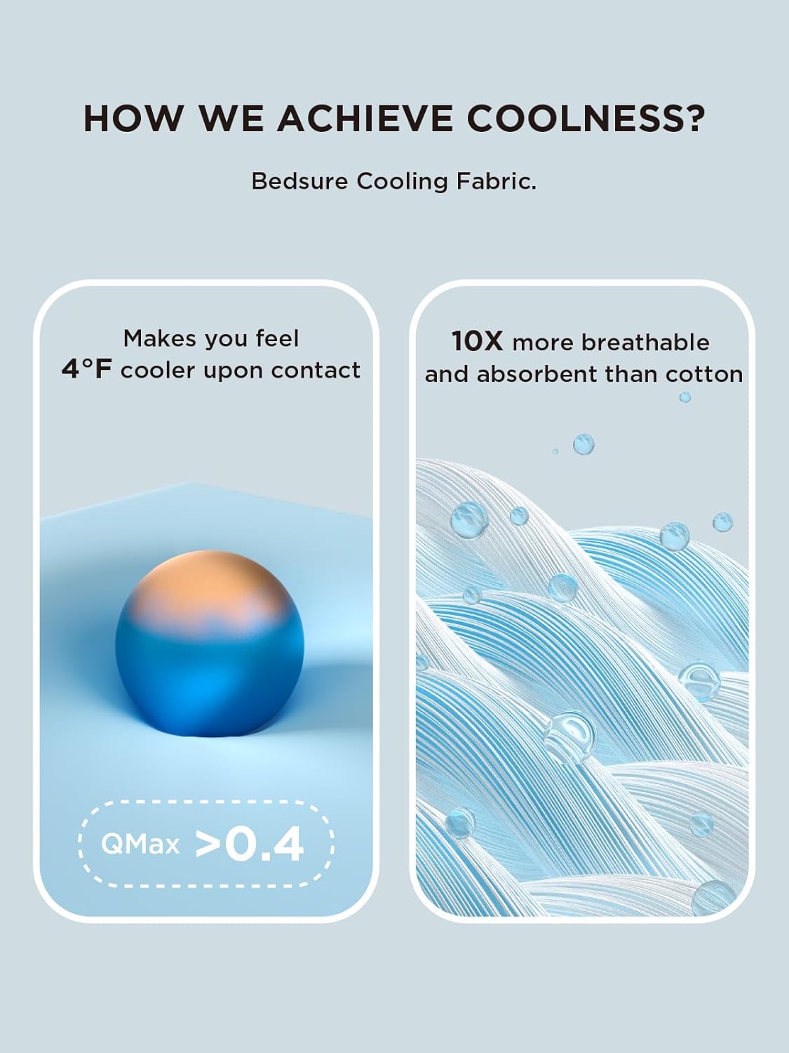 Bedsure Cooling Sheets King Size, Cooling Bed Sheets for Hot Sleepers, Chill Cool Sheet, Deep Pocket Up to 18 Inches, Soft & Breathable King Size Sheets Set, 4 Pieces, Grey - Image 3
