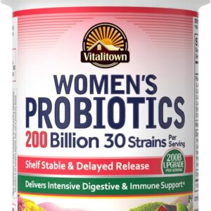 Vitalitown Women’s Probiotics | 200 Billion CFUs 30 Strains | 60 ct | Shelf Stable, Acid Resistant | Replenish Good Critter, Intensive Digestive & Vaginal Support | Vegan, Non-GMO