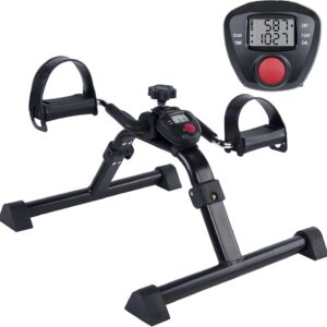 Vaunn Under Desk Bike Pedal Exerciser Ergometer with LCD Display – Mini Pedal Exerciser for Arm & Leg Workout, Folding Desk Cycle for Home Office, Physical Therapy & Low Impact Cardio