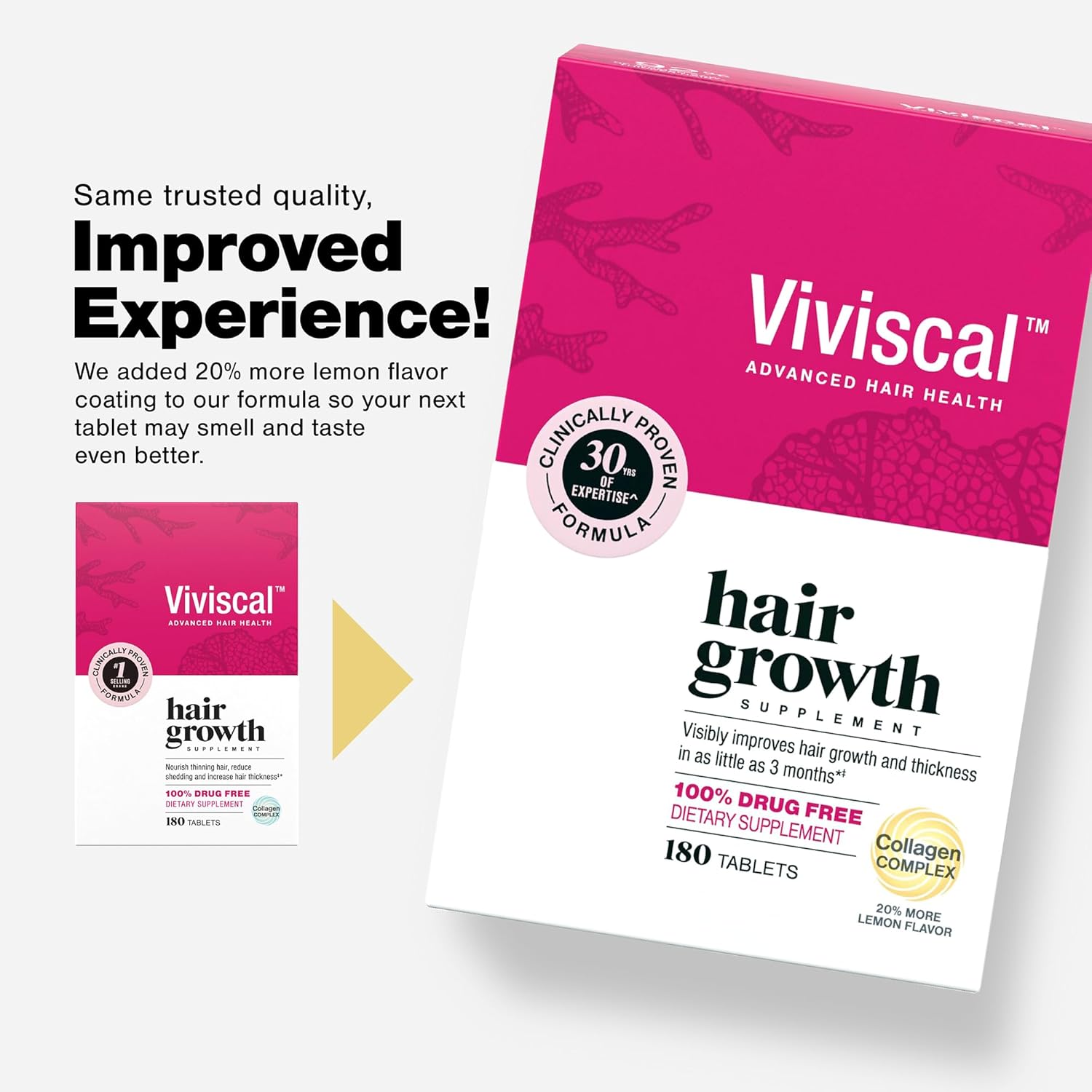 Viviscal Hair Growth Supplements for Women, Thicker Fuller Hair Support for Thinning Hair and Hair Loss, with Biotin and Marine Collagen, Drug-Free, 180 Tablets, 90-Day Supply - Image 2