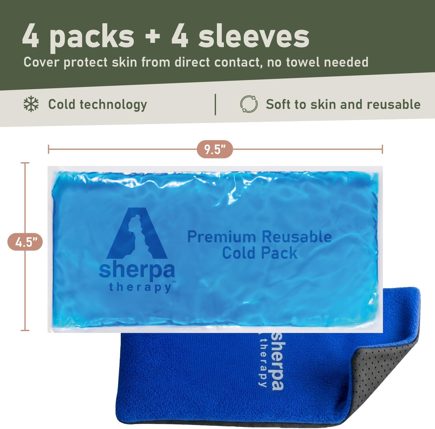 4PK Flexible Gel Ice Packs for Injuries Reusable - Gel Ice Pack Cold Compress for Knee, Back, Neck, Wrist, Hand, Elbow, Ankle Pain Relief - 9.5" x 4.5" - Image 4