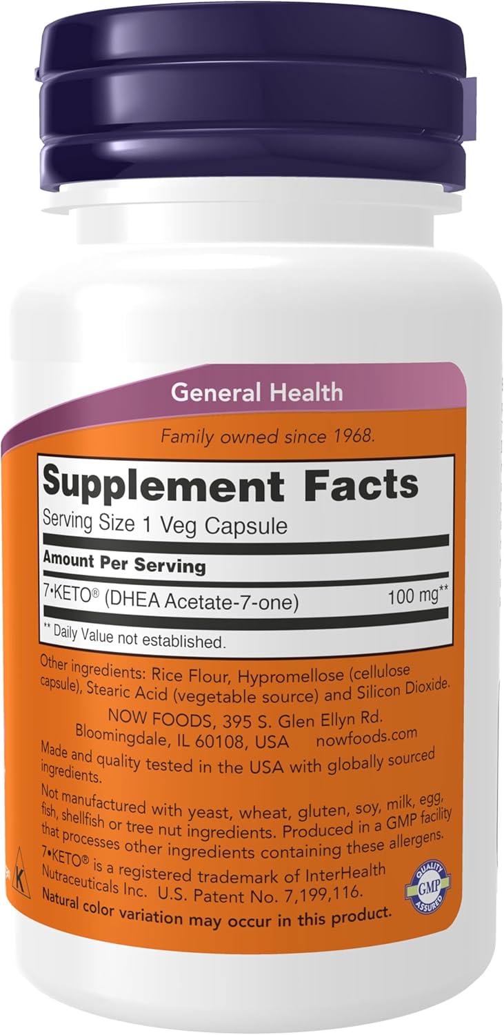 NOW Foods Supplements, 7-Keto (DHEA Acetate-7-one) 100 mg, Weight Management*, 60 Veg Capsules - Image 2