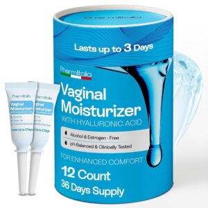 Pharmlitalia Vaginal Moisturizer Gel for Vagina Health, Moisturizer Applicators for Vaginal Dryness Relief and Long Lasting Wetness - Pre and Post Menopausal - 12 Pre Filled Applicators