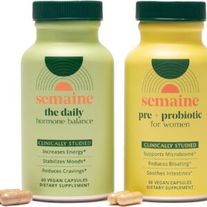 Semaine Hormonal Gut Balance Bundle - Support Cellular Energy, Clear Skin & Mood. Ease Bloating & Indigestion, Support Vaginal Health | 1 Month Supply
