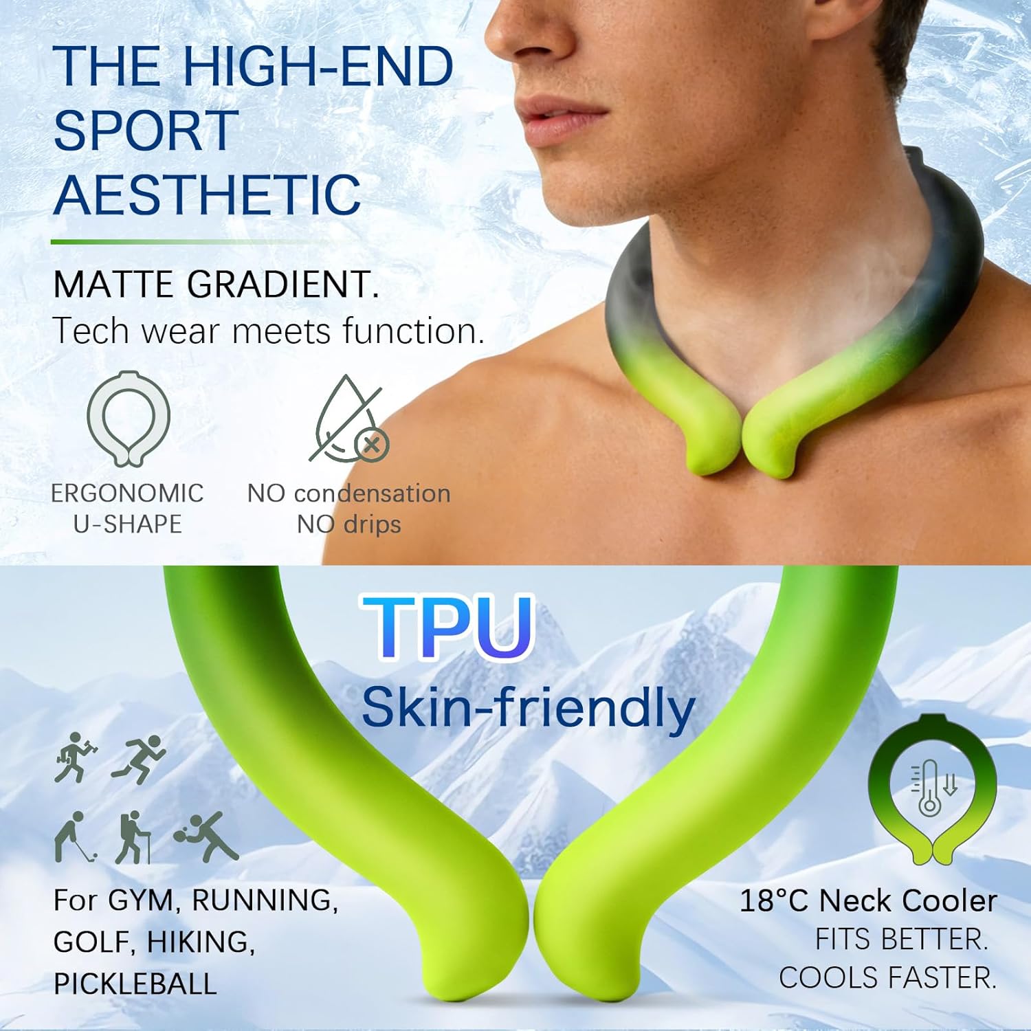 Neck Cooling Tube Ice Ring – Reusable Cooling Neck Wrap for Sports, Travel & Hot Weather (Gradient Navy-Sky Blue) - Image 4