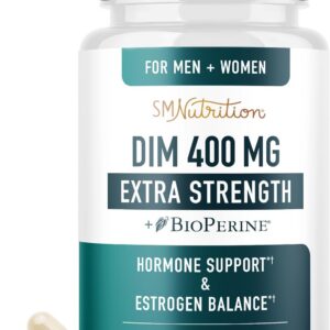 DIM Supplement 400MG Extra Strength | Hormone Balance for Men and Women | Menopause, Acne, Hot Flashes Relief, Prostate Support & Antioxidant Support | Soy-Free, Gluten-Free | SMNutrition | 90 Ct.