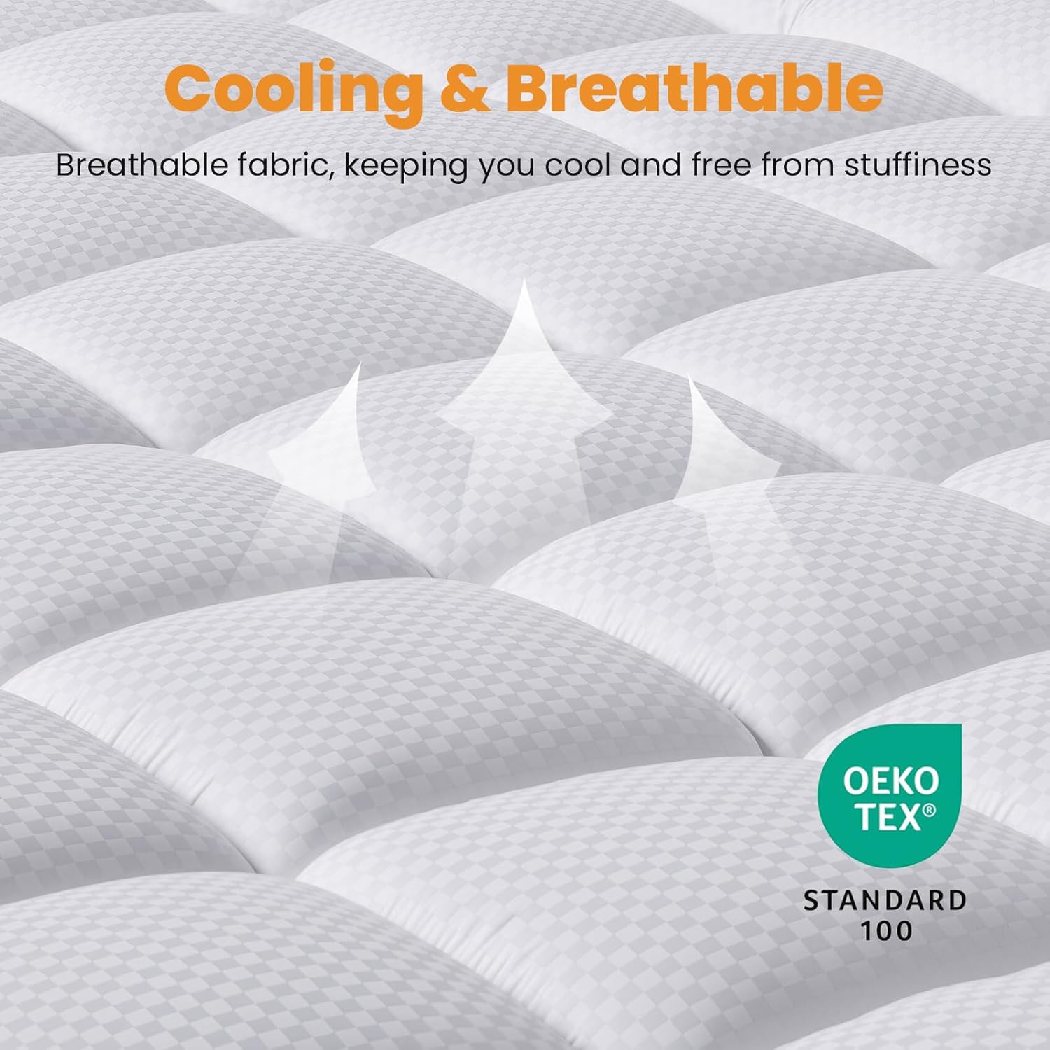 MATBEBY Queen Size Mattress Pad - Cooling Breathable Mattress Topper, Quilted Fitted Mattress Protector, Pillow Top Mattress Cover with 8-21" Deep Pocket, Soft, Machine Washable, White, 60x80 Inches - Image 2