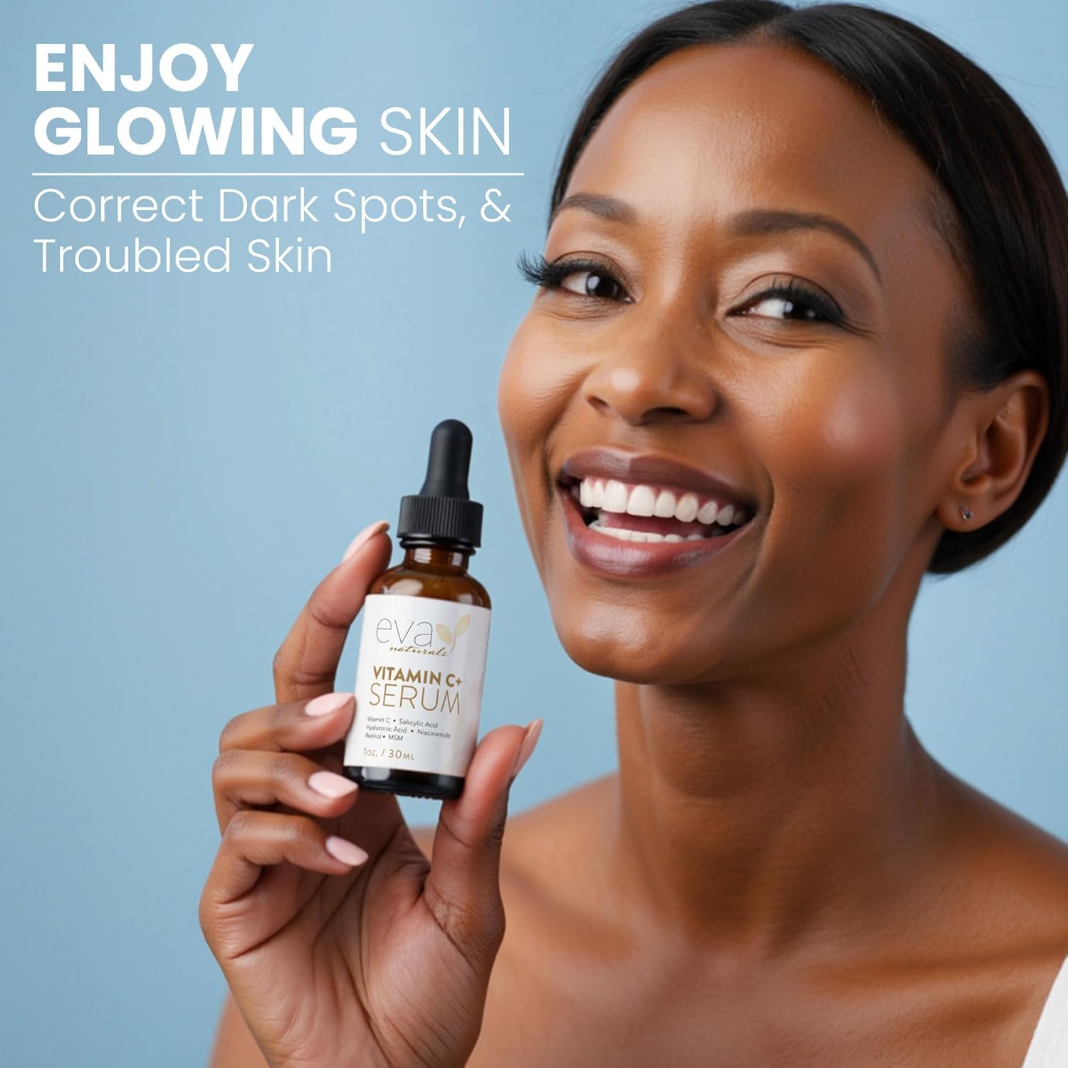 Eva Naturals Vitamin C Serum for Face – Anti Aging Dark Spot Remover & Corrector with Retinol, Hyaluronic Acid, Niacinamide & Salicylic Acid – Brightening, 1 fl oz - Image 5