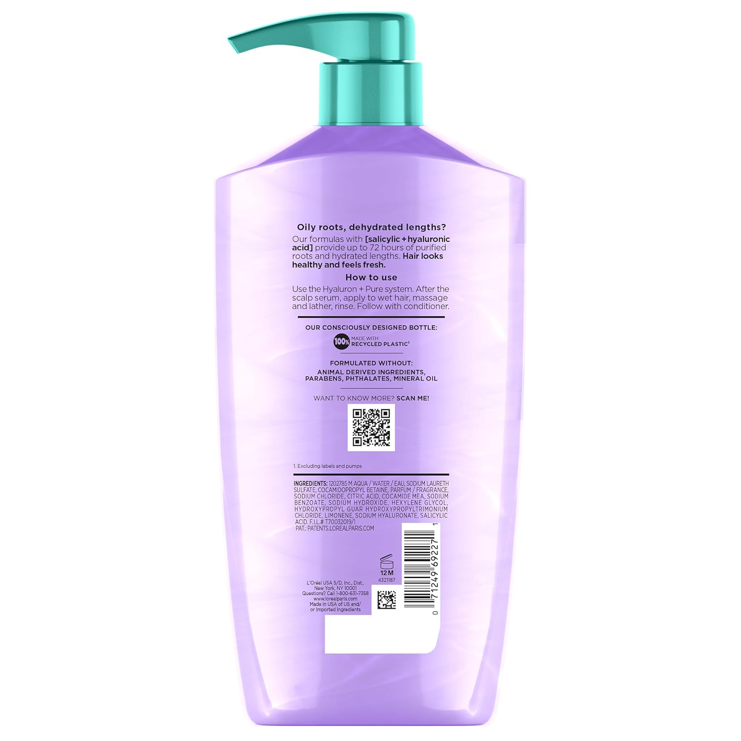 L'Oreal Paris Elvive Hyaluron + Pure 72H Purifying Shampoo for Oily Hair, Clarifying Shampoo with Salicylic Acid and Hyaluronic Acid, 28 Fl Oz - Image 11