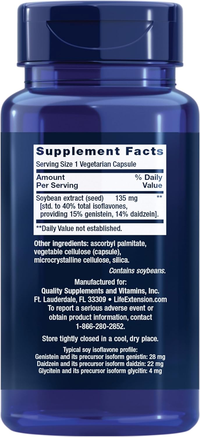 Life Extension Soy Isoflavones, Heart, Bone & Cellular Health Support for Post-menopausal Women, Gluten-Free, Non-GMO, Vegetarian, 30 Capsules - Image 2