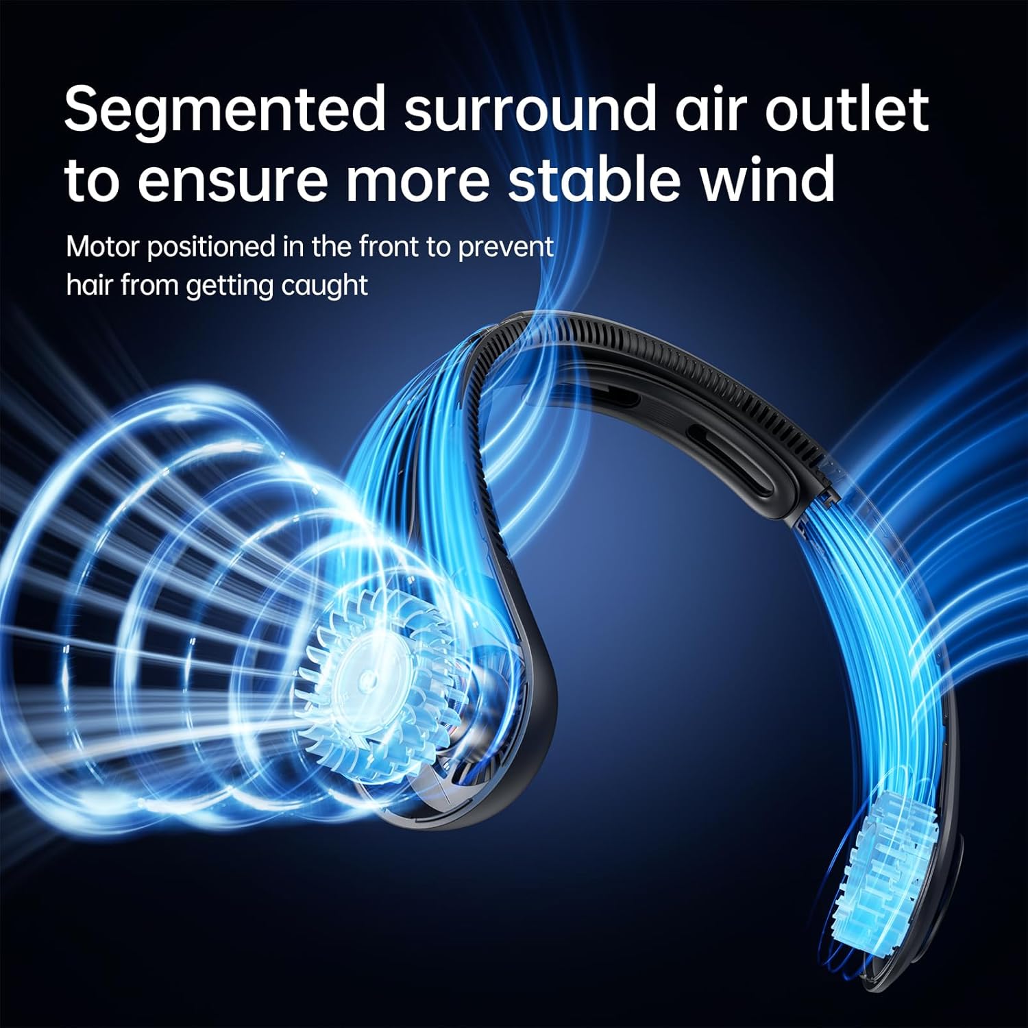 JISULIFE Portable Neck Fan Upgraded, Neckbrace Personal Hands Free, 5 Speed Gears Adjustment, 5000 mAh Wearable Bladeless Quiet Rechargeable for Outdoor Indoor, Gifts for Women Men- Black - Image 3