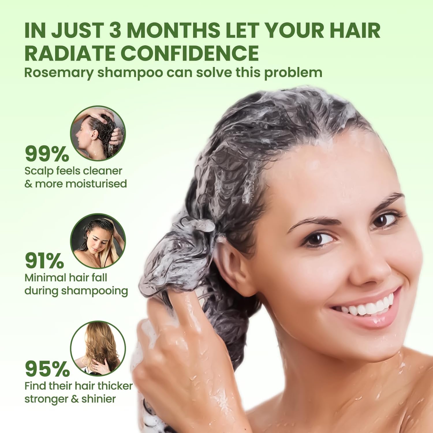 Rosemary Shampoo for Hair Growth: Thickening & Regrowth Formula for Women & Men - Rosemary Mint Strengthening Shampoo with Tea Tree Oil Biotin for Thinning & Loss Hair & Dry Damaged Care - Image 7
