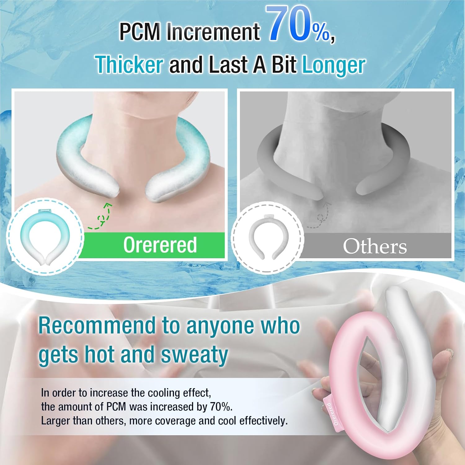Neck Cooling Tube 70% Gel Increase Ice Ring Neck Cooler Wearable Body Cooling Products for Outdoor Indoor Activities Relief for Hot Flashes(Gradient Grey,L) - Image 3