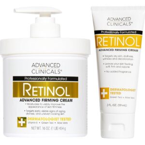 Advanced Clinicals Retinol Body Lotion & Face Moisturizer | Anti Aging Skin Care Retinol Body Cream For Women & Men Improves Appearance Of Fine Lines, Wrinkles, & Look Of Crepey Skin, W/Travel Size