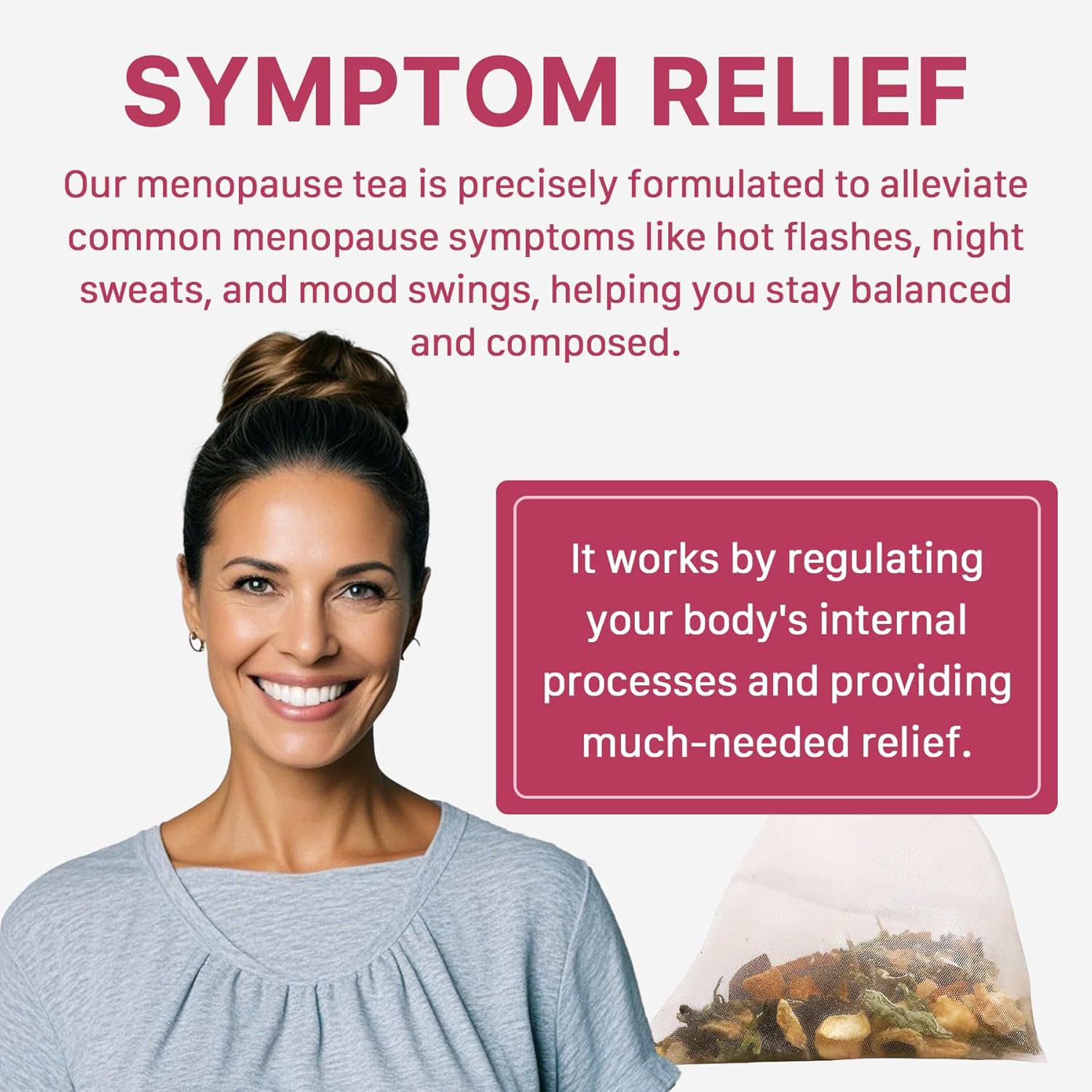 Auranic Menopause Support Herbal Tea - Natural Hormone Balance for Women, Relief for Women Multi-Symptom with Alleviates Hot Flashes, Night Sweats & Mood Swings, Menopause Comfort Teabags - Image 5