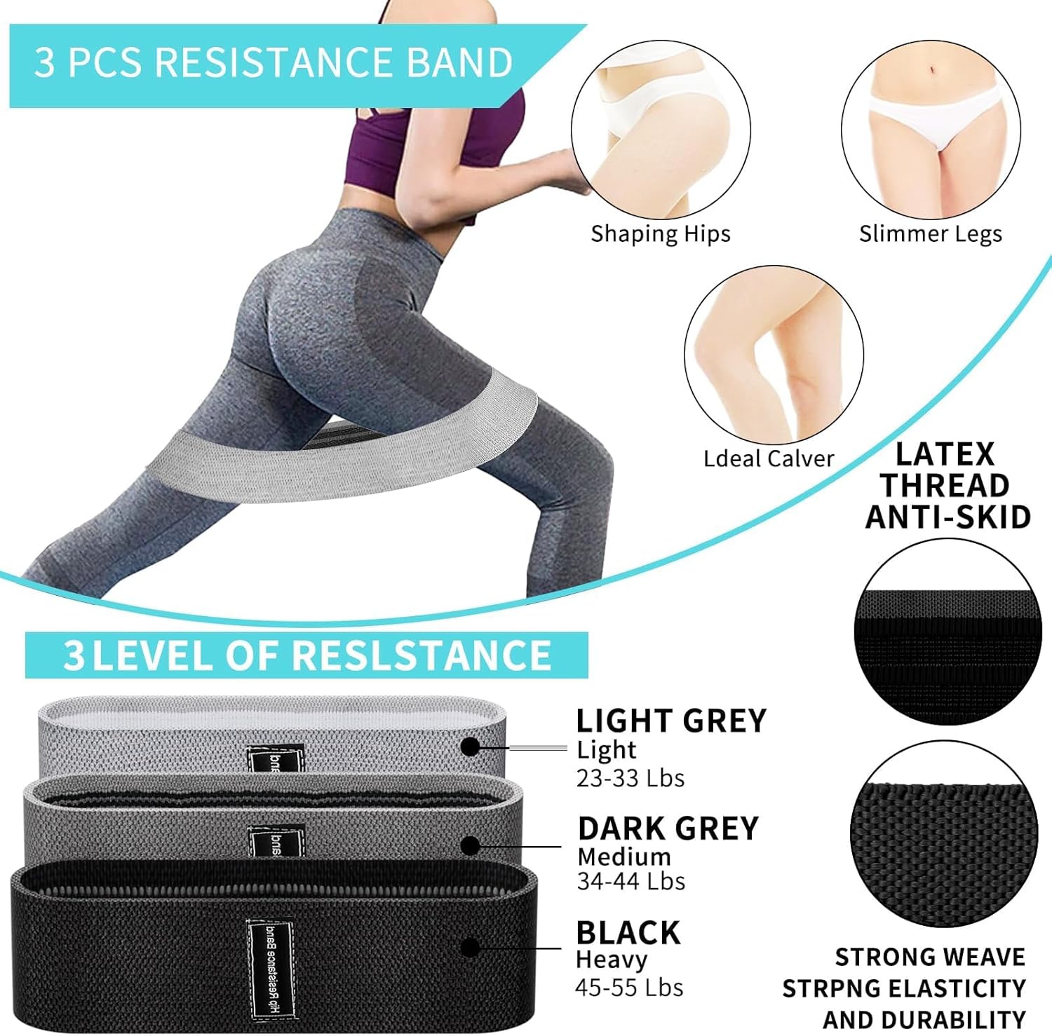 SINYWAY Barbell Pad Set for Squat,10 PCS Hip Thrusts Workout Foam Weight Lifting Bar Cushion with 2 Gym Ankle Straps,3 Hip Resistance Bands,2 Lifting Strap,Barbell Pad and Carry Bag - Image 4